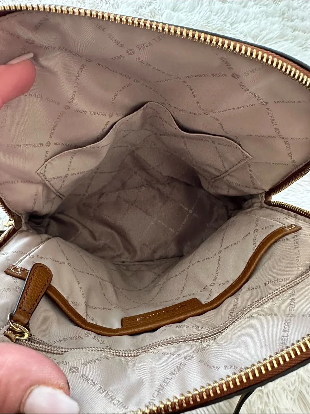 Michael Kors Adele Brown Pebbled Leather Backpack Gold Hardware - Picture 13 of 16